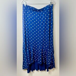 Talbots Navy and White Polka Dot High Low Skirt, L